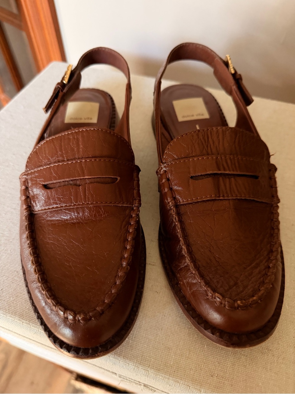 Dolce Vita Brown Leather Penny Loafer Slingback